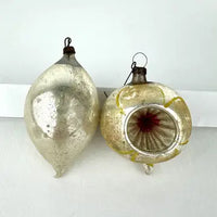 4 Small Vintage Glass Ornaments with Indents