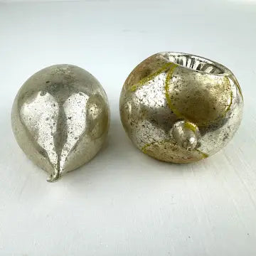 4 Small Vintage Glass Ornaments with Indents