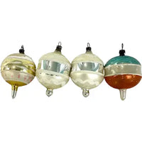 4 Vintage Glass Ornaments with Long Blown Pontils