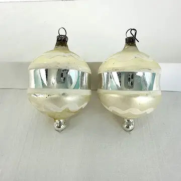4 Vintage Glass Ornaments with Long Blown Pontils