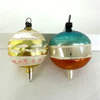 4 Vintage Glass Ornaments with Long Blown Pontils