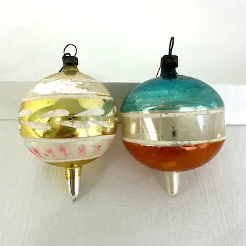 4 Vintage Glass Ornaments with Long Blown Pontils