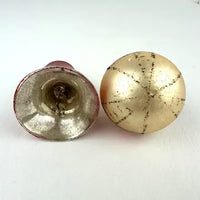 4 Vintage Red Silver and Gold Blown Glass Ornaments