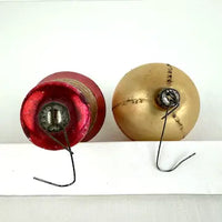 4 Vintage Red Silver and Gold Blown Glass Ornaments