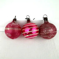 5 Antique Striped Feather Tree Ornaments
