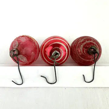 5 Antique Striped Feather Tree Ornaments