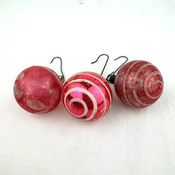 5 Antique Striped Feather Tree Ornaments