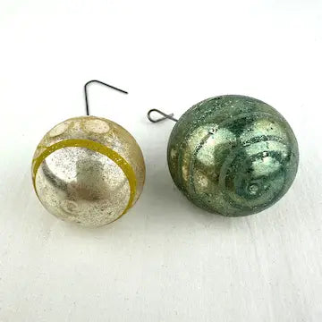 5 Antique Striped Feather Tree Ornaments