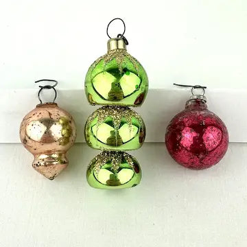 5 Tiny Vintage Feather Tree Ornaments