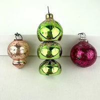 5 Tiny Vintage Feather Tree Ornaments