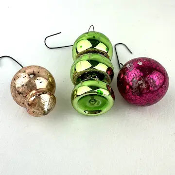 5 Tiny Vintage Feather Tree Ornaments