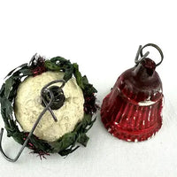 5 Tiny Vintage Feather Tree Ornaments