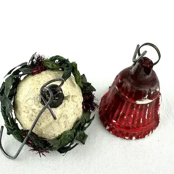 5 Tiny Vintage Feather Tree Ornaments