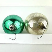 5 Vintage Aqua Silver and Pink Polish Ornaments