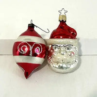 5 Vintage Blown Glass Ornaments with West German Santa