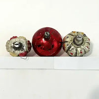 5 Vintage Blown Glass Ornaments with West German Santa