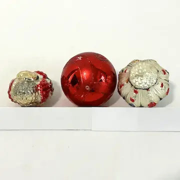 5 Vintage Blown Glass Ornaments with West German Santa