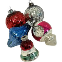 5 Vintage Blown Glass USA Ornaments