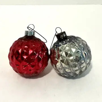 5 Vintage Blown Glass USA Ornaments