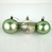 5 Vintage Blue and Green Blown Glass Ornaments