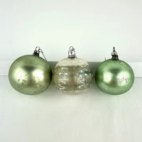 5 Vintage Blue and Green Blown Glass Ornaments