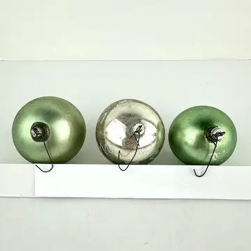 5 Vintage Blue and Green Blown Glass Ornaments