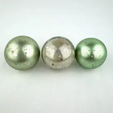 5 Vintage Blue and Green Blown Glass Ornaments
