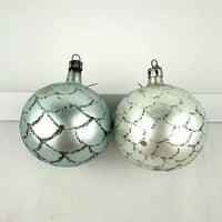 5 Vintage Blue and Green Blown Glass Ornaments