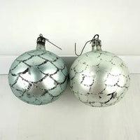 5 Vintage Blue and Green Blown Glass Ornaments