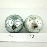 5 Vintage Blue and Green Blown Glass Ornaments