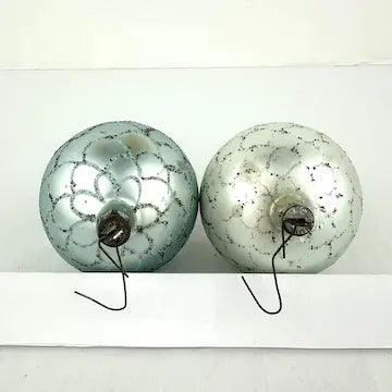 5 Vintage Blue and Green Blown Glass Ornaments