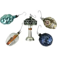 5 Vintage Textured and Figural Ornaments