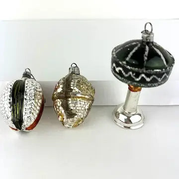 5 Vintage Textured and Figural Ornaments