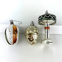 5 Vintage Textured and Figural Ornaments