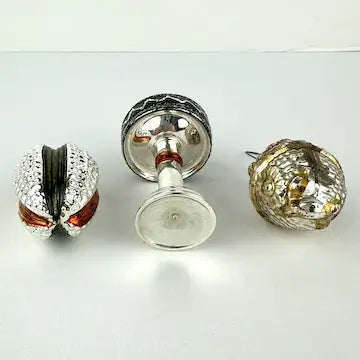 5 Vintage Textured and Figural Ornaments