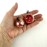 6 Vintage Red Gold and Silver Feather Tree Ornaments