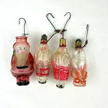 8 Vintage Light Bulb Figural Glass Ornaments