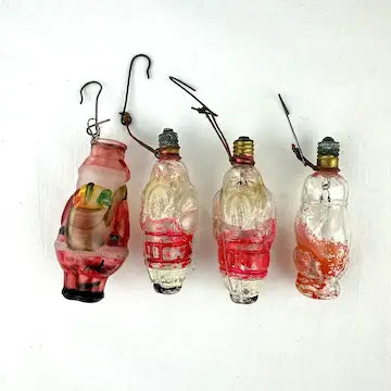 8 Vintage Light Bulb Figural Glass Ornaments