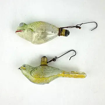 8 Vintage Light Bulb Figural Glass Ornaments