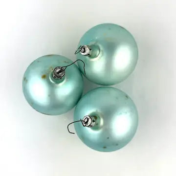 8 Vintage Satin Glass Ornaments in Pink and Blue