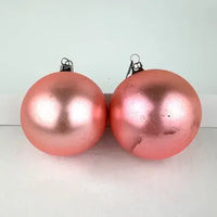 8 Vintage Satin Glass Ornaments in Pink and Blue
