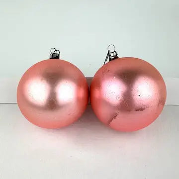 8 Vintage Satin Glass Ornaments in Pink and Blue