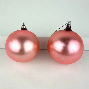 8 Vintage Satin Glass Ornaments in Pink and Blue