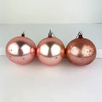 8 Vintage Satin Glass Ornaments in Pink and Blue