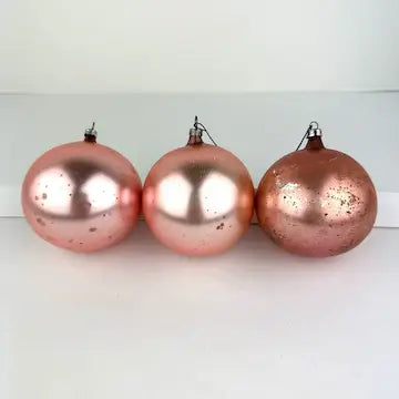 8 Vintage Satin Glass Ornaments in Pink and Blue