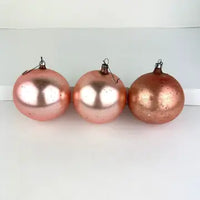 8 Vintage Satin Glass Ornaments in Pink and Blue