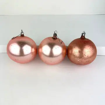 8 Vintage Satin Glass Ornaments in Pink and Blue