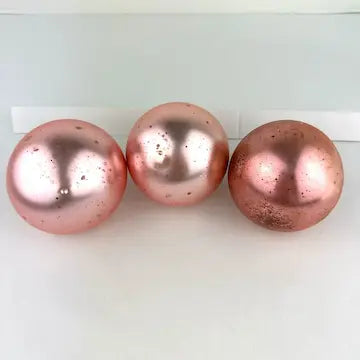 8 Vintage Satin Glass Ornaments in Pink and Blue