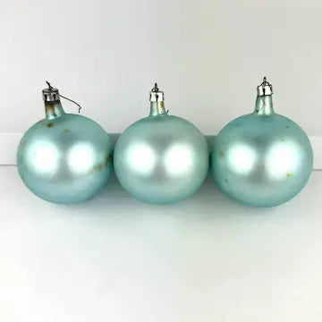 8 Vintage Satin Glass Ornaments in Pink and Blue