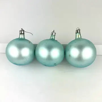 8 Vintage Satin Glass Ornaments in Pink and Blue